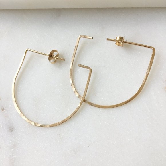 Token Jewelry Jewelry - LAST PAIR 14K Gold Sake Hoop Earrings